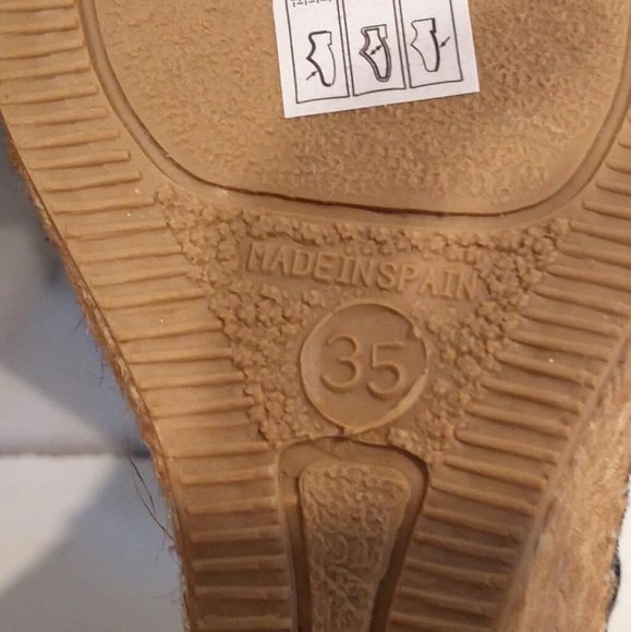 NWOT Navy Silk Spanish Wedge Espadrilles - Picture 9 of 10